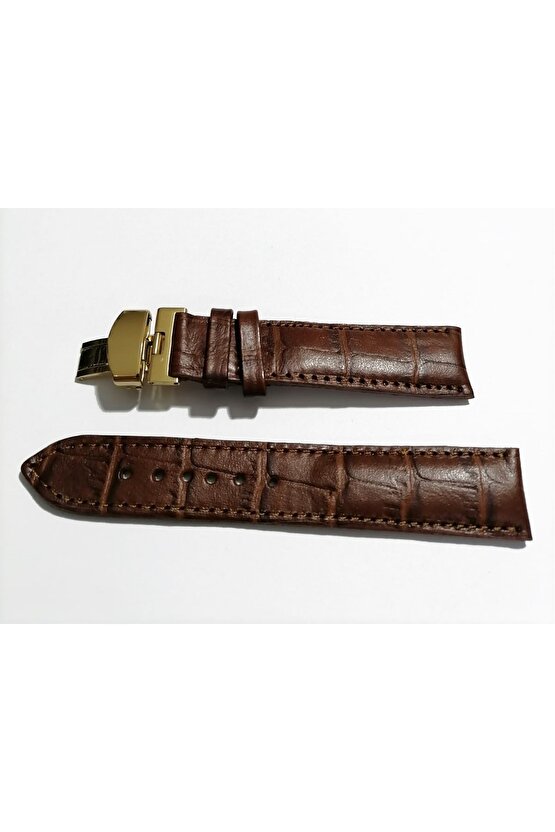 &Hertür Saate &Uygun  Kelebek  Toka  24 MM  kahve kordon   (193)  altın  toka