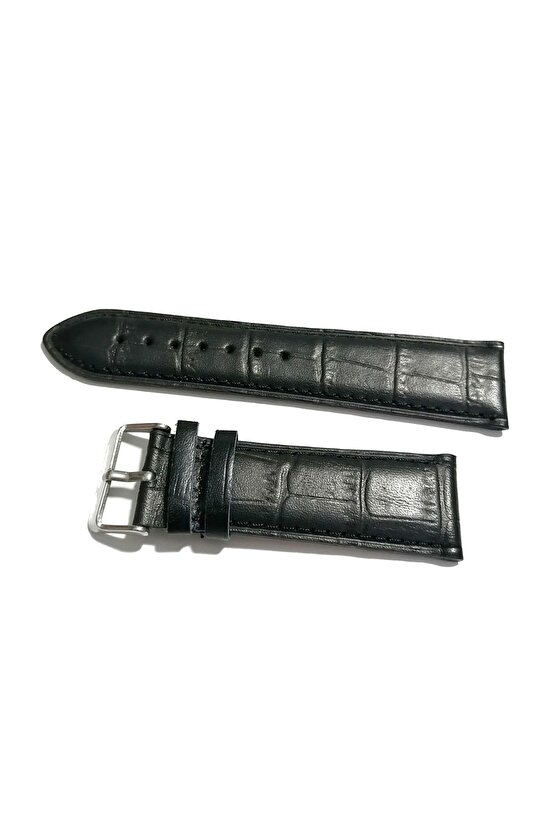 Kordon Seiko& Hertürlü  Saat Uyumlu Croco Baskılı Siyah Renk Deri  22 mm (156)