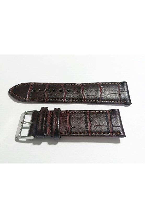 KAHVE  KROKO  DERİ  SAAT KORDONU 24 MM  HAKİKİ DERİ KAYIŞ(145)