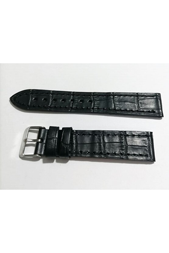 &Her Saate Uyumlu Hakiki  Dana  Derisi  Saat Kordonu 20   mm ( 124 )  siyah