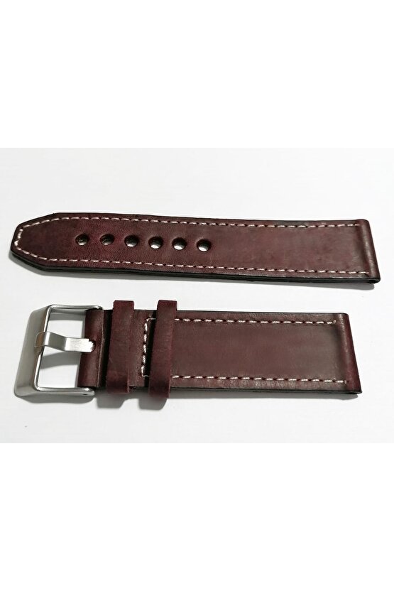 & Fosil  Uyumlu &Her Saate Uyumlu greyzi  Deri Saat Kordonu 24  mm  (83)  bordo