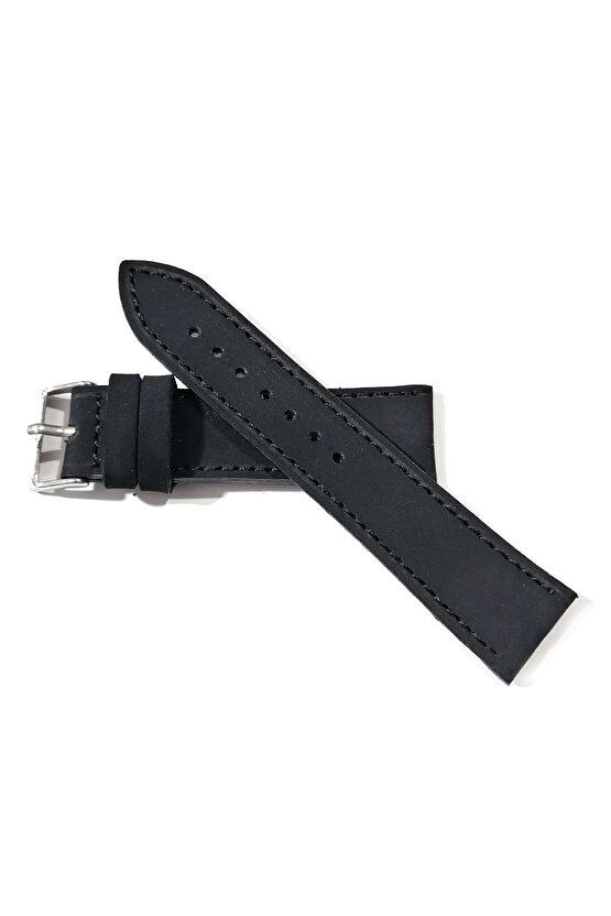 Tüylü Greyzi Kadife Görunumlu  Her Saate Uygun Saat Kordonu 24 mm  siyah