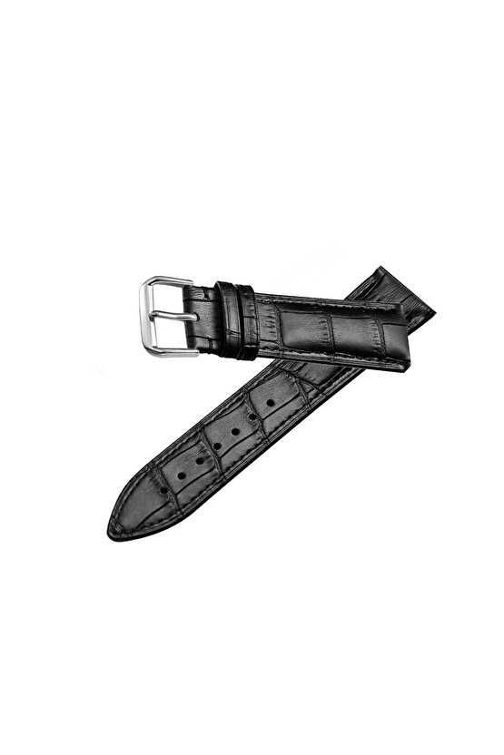 Hakiki Deri Siyah Kordonu LONGİNE &OMEGA Uyumlu PİM YERİ  22 MM TOKA KISMI 18 MM