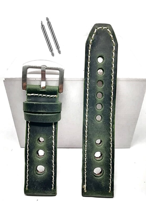 Tissot & Fossil & Panaray  Uyumlu Crayz Hakiki  Deri  24 mm  YEŞİL