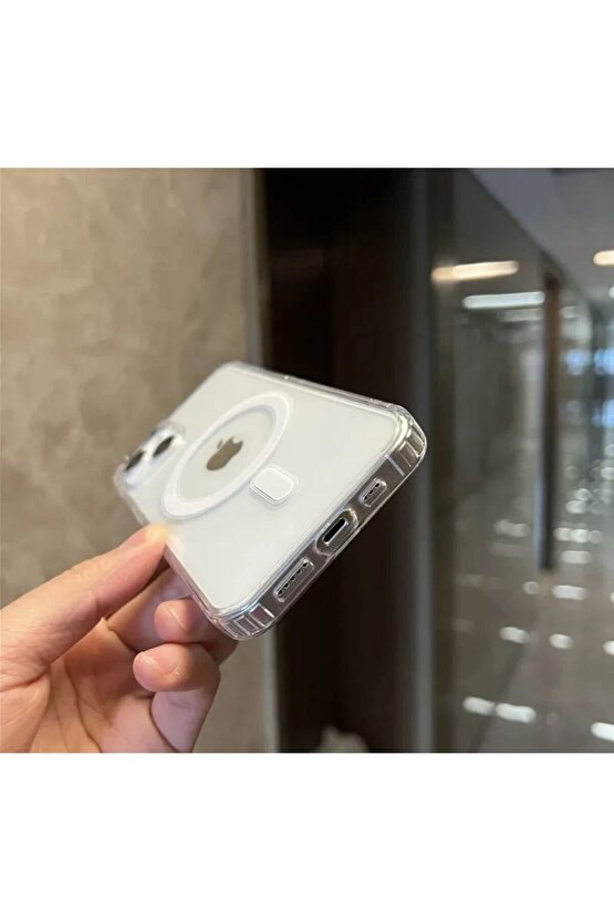 Phone 15 Promax Magsafe Destekli Kablosuz Şarj Uyumlu Şeffaf Silikon Kılıf
