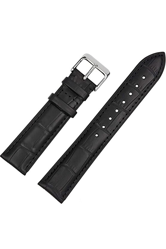 Siyah Kroko< 6 > Hakiki Dana Derisi Saat Kordonu Kayış 22 Mm