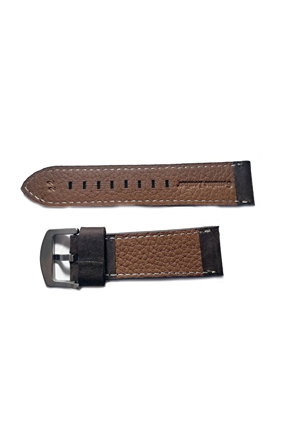 60-fossil Uyumlu Hakiki < 9 >deri Saat Kordonu 22 Mm Kahverengi