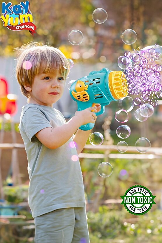 Duck Çok Delikli Pilli Köpük Atan Tabanca Oyuncağı 23 Delikli Bubble Gun