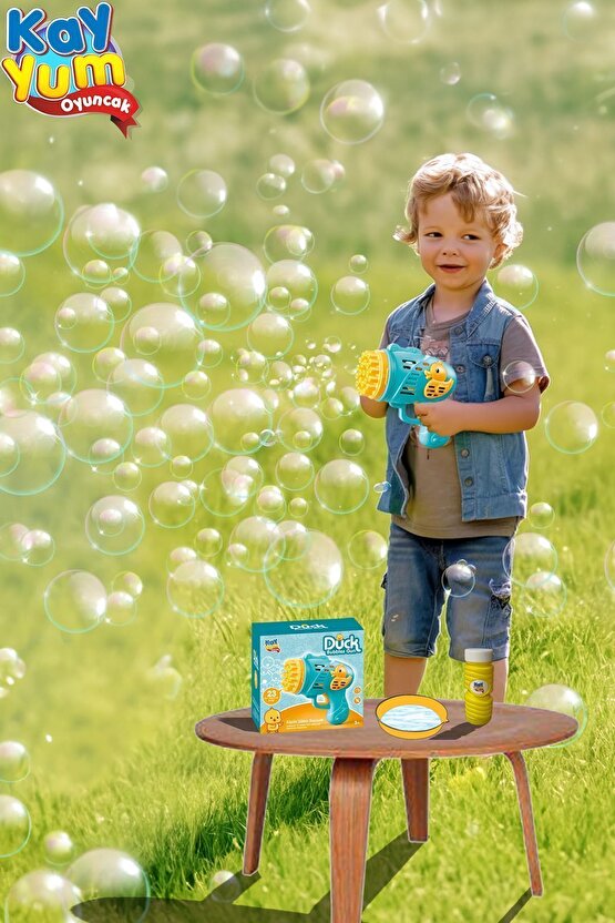 Duck Çok Delikli Pilli Köpük Atan Tabanca Oyuncağı 23 Delikli Bubble Gun