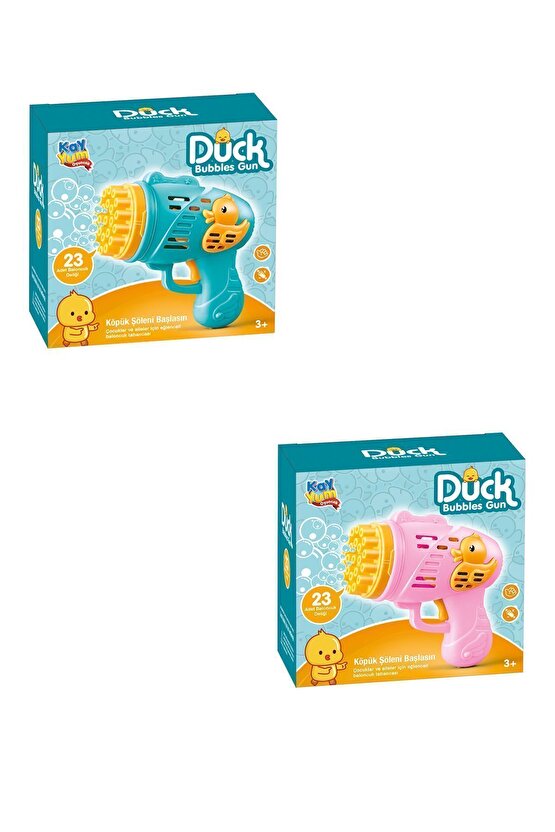 Duck Çok Delikli Pilli Köpük Atan Tabanca Oyuncağı 23 Delikli Bubble Gun