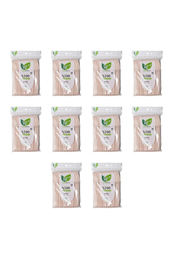 Doğaya Dönüş Ekolojik Doğal Doğa Dostu %100 Ahşap Çatal - 16 Cm. - 50li 10 Paket