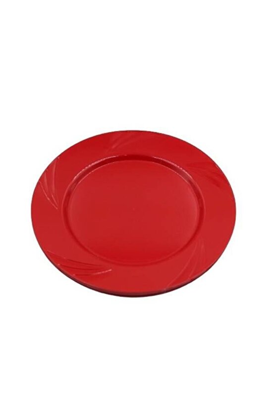 Kullan At Parti Davet Sunum Servis Plastik Sert Mika Tabak - 26 Cm. - Kırmızı - 6 Adetlik 3 Paket