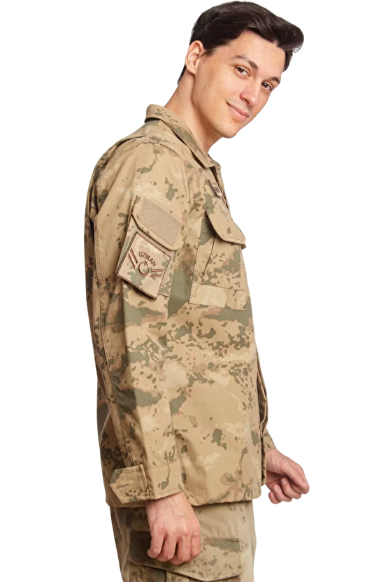 Jandarma Col Kamuflaj Renkli Uzun Kollu Cepli Taktik Gomlek Long Sleeve Camouflage