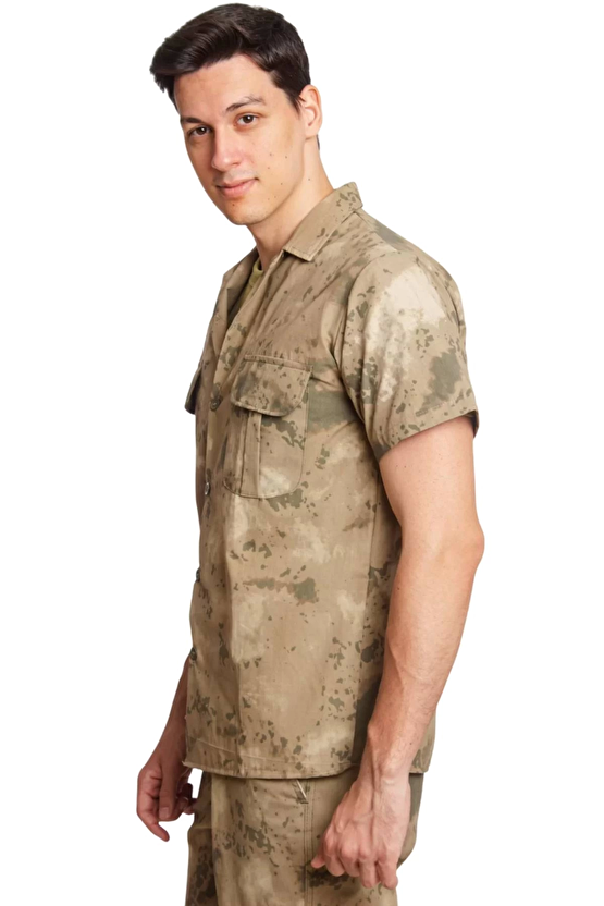 Jandarma Kamuflaj Renkli Kisa Kollu Cepli Taktik Gomlek Short Sleeve Camouflage