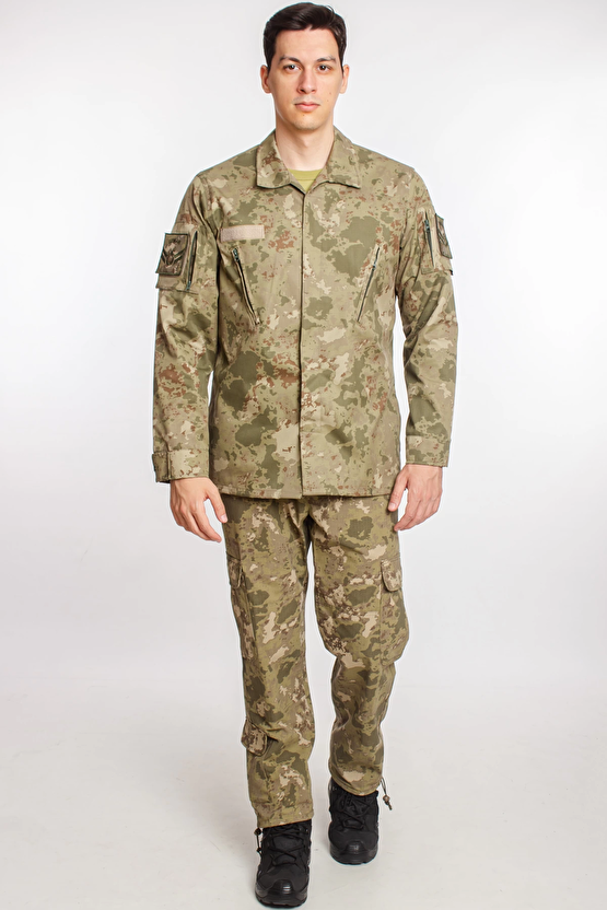 Kara Kuvvetleri Yeni Kamuflaj Renkli Uzun Kollu Taktik Gomlek Kargo Cepli Pantolon Alt Ust Takim Long Sleeve Camouflage