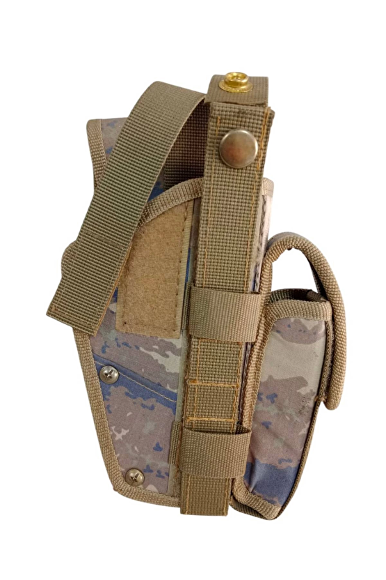 Sag El Hava Kuvvetleri Kamuflaj Renkli Sarjorluklu Cift Emniyetli Airsoft Palaskaya Kemere Gecirmeli Sallama Silah Kilif