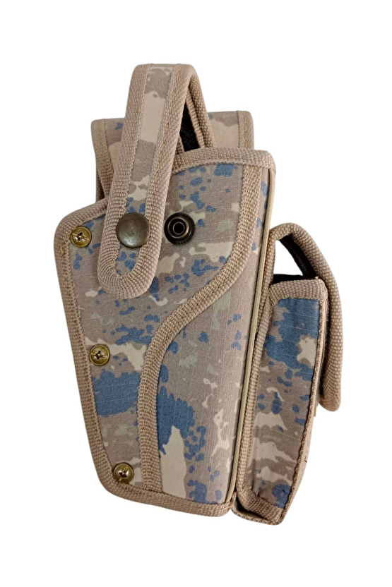 Sag El Hava Kuvvetleri Kamuflaj Renkli Sarjorluklu Tek Emniyetli Airsoft Palaskaya Kemere Gecirmeli Sallama Silah Kilifi