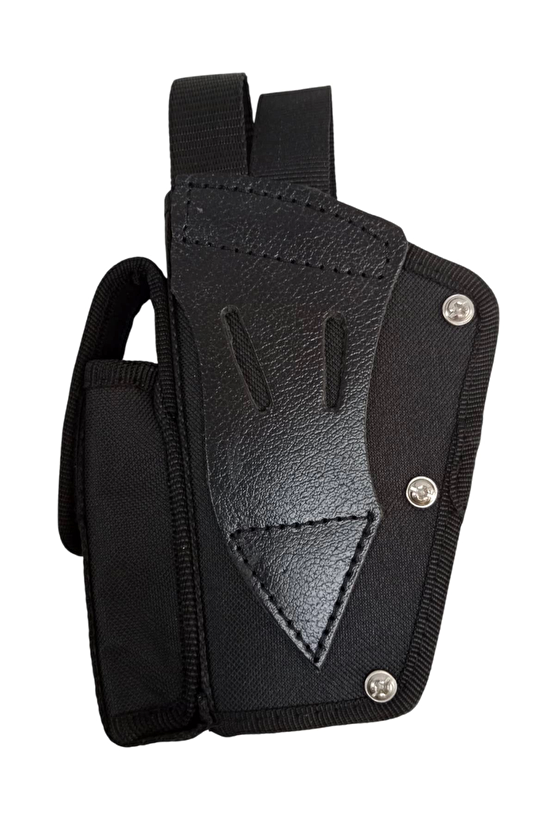 Sag El Siyah Renkli Cift Emniyetli Sarjorluklu Airsoft Kemere Gecirmeli İmpertex Silah Kilifi
