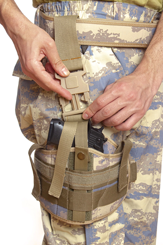 Sag El Hava Kuvvetleri Kamuflaj Renk Tek Baglantili Airsoft Palaskaya Kemere Geçirmeli İmpertex Bacak Silah Kilifi