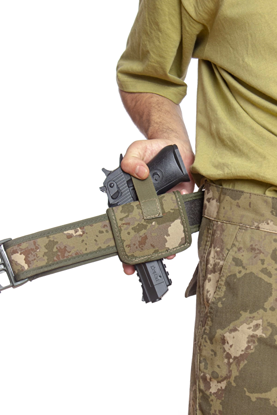 Sag El Kara Kuvvetleri Kamuflaj Renkli Mini Speed Airsoft Palaskaya Kemere Gecirmeli İmpertex Kase Silah Kilifi