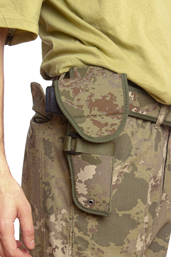 Sag El Kara Kuvvetleri Kamuflaj Renkli Cirtli Kapakli Airsoft Sallamali Palaskaya Kemere Gecirmeli İmpertex Silah Kilifi
