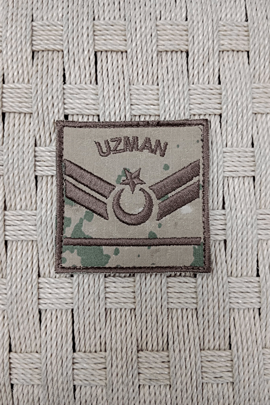 Jandarma Uzman Cavus 1 Kademe Kamuflaj Renkli Nakis Kol Rutbe