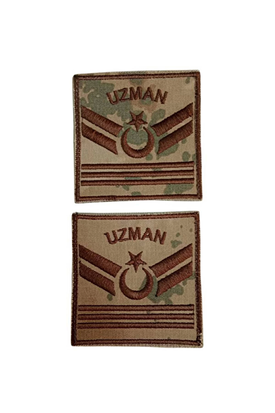 Jandarma Uzman Cavus 3 Kademe Kamuflaj Renkli Nakis Kol Rutbe