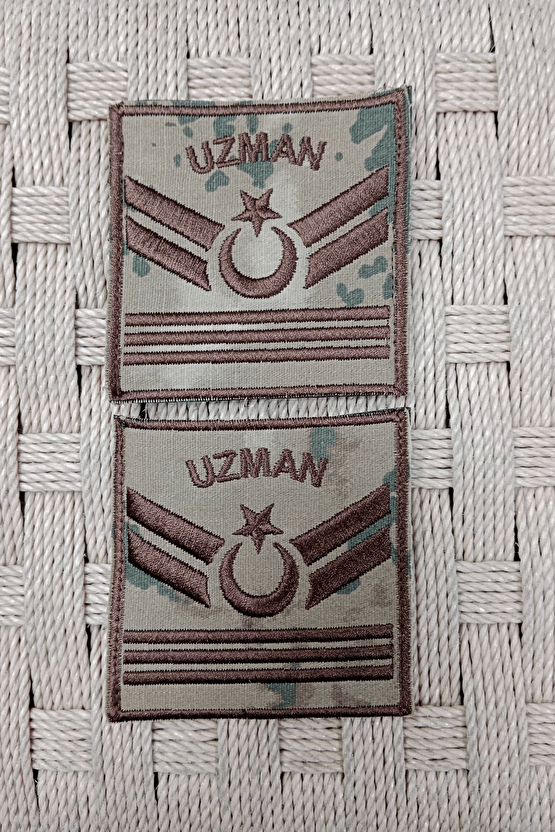Jandarma Uzman Cavus 3 Kademe Kamuflaj Renkli Nakis Kol Rutbe