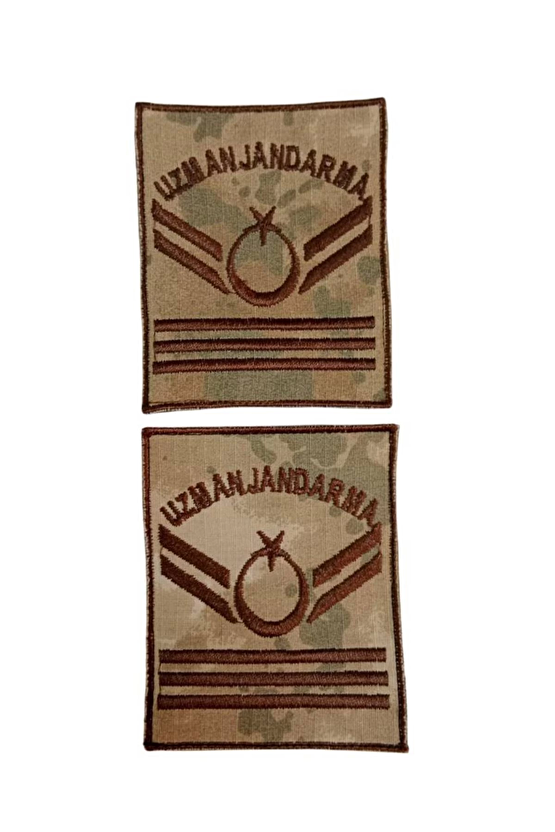 Uzman Jandarma 3 Kademe Kamuflaj Renkli Nakis Kol Rutbe