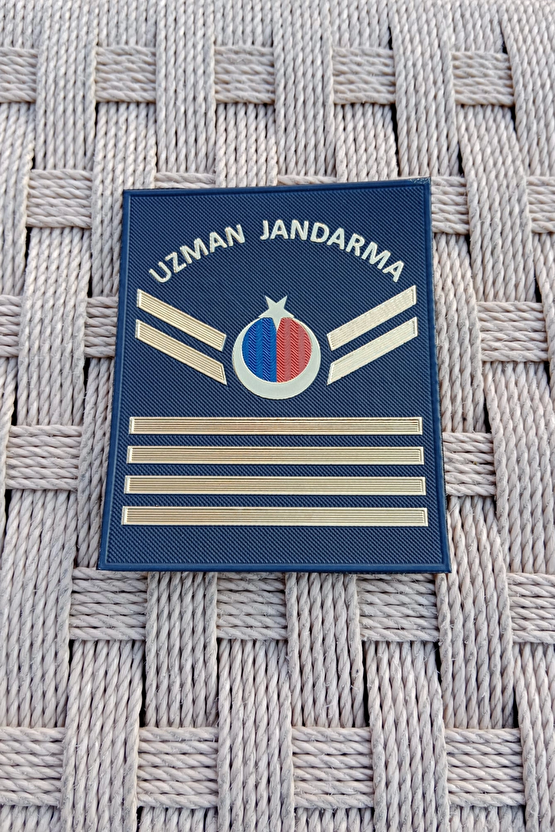 Uzman Jandarma 4 Kademe Lacivert Renkli 3d Termoplastik Kol Rutbe