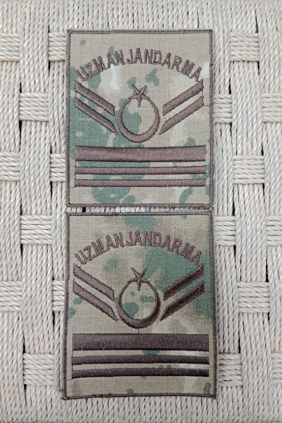 Uzman Jandarma 6 Kademe Kamuflaj Renkli Nakis Kol Rutbe