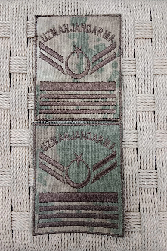 Uzman Jandarma 7 Kademe Kamuflaj Renkli Nakis Kol Rutbe