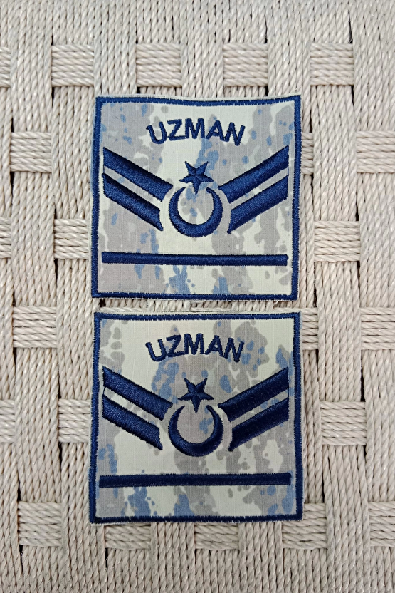 Hava Kuvvetleri Uzman Cavus 1 Kademe Kamuflaj Renkli Nakis Kol Rutbe