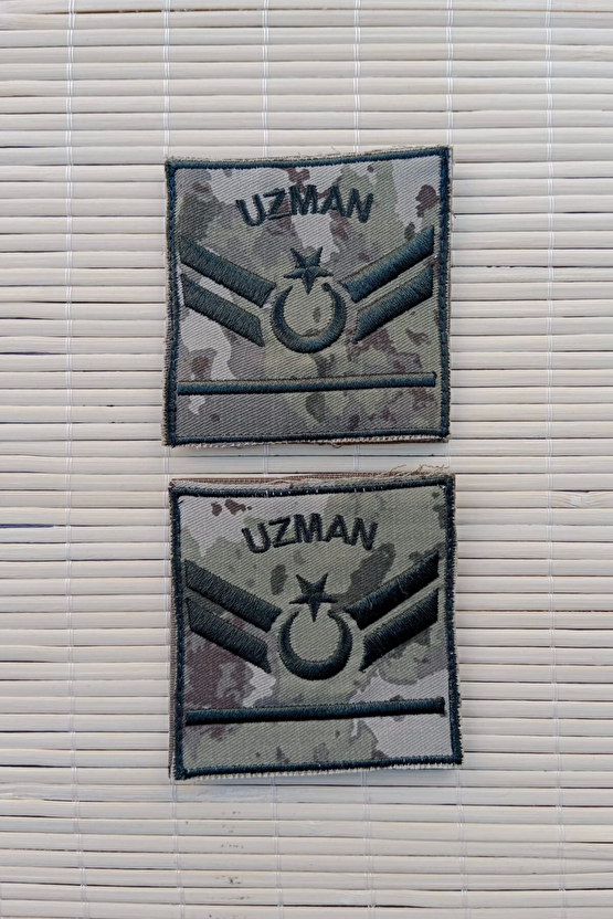 Kara Kuvvetleri Uzman Cavus 1 Kademe Kamuflaj Renkli Nakis Kol Rutbe