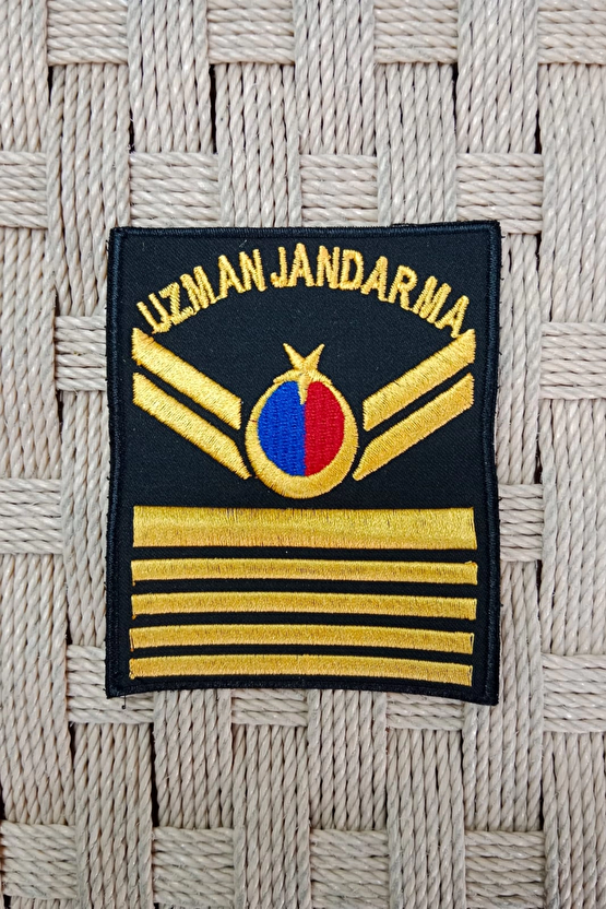 Uzman Jandarma 8 Kademe Siyah Zemin Harici Ve Dahili Bez Nakis Kol Rutbe