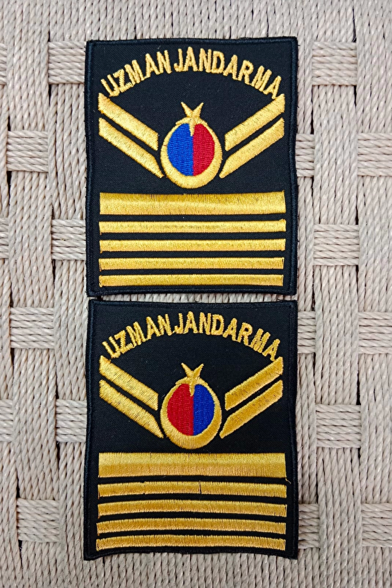 Uzman Jandarma 8 Kademe Siyah Zemin Harici Ve Dahili Bez Nakis Kol Rutbe