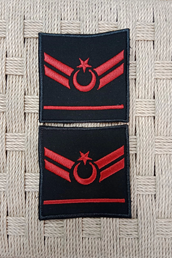 Jandarma Uzman Cavus 1 Kademe Siyah Zemin Harici Ve Dahili Bez Nakis Kol Rutbe