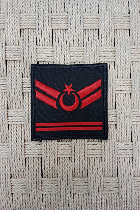 Jandarma Uzman Cavus 2 Kademe Siyah Zemin Harici Ve Dahili Bez Nakis Kol Rutbe