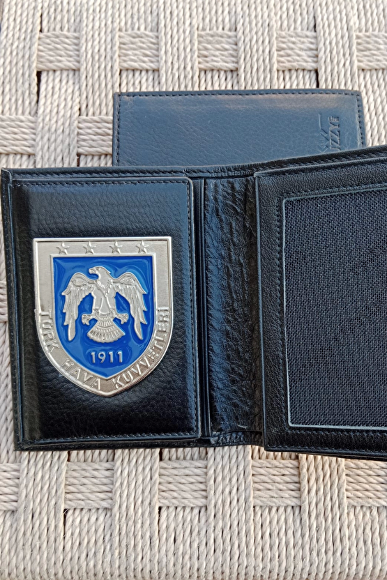 Turk Hava Kuvvetleri 1911 Kartal Amblemli Ozel Tasarim Hakiki Deri Rozetli Cuzdan