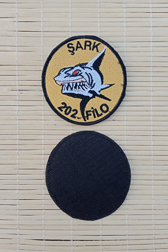 Sari Zemin Nakis İslemeli Sark 202. Filo Arma Patch Pec
