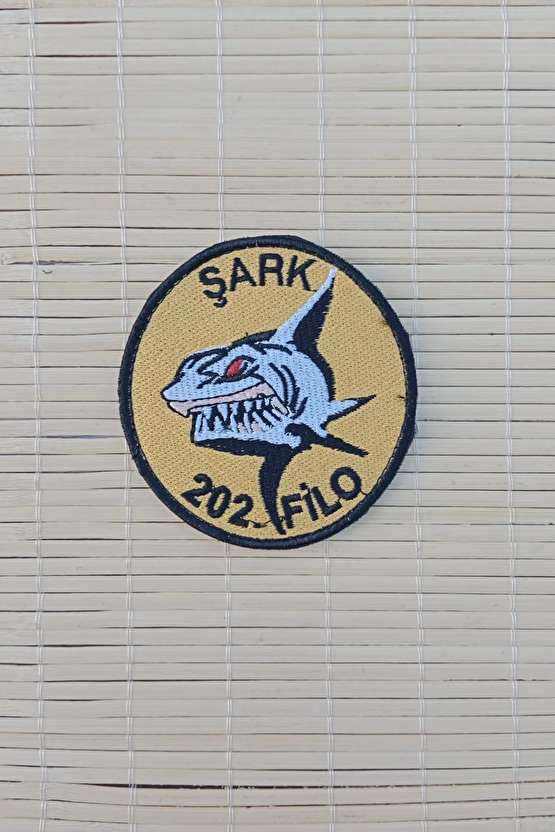 Sari Zemin Nakis İslemeli Sark 202. Filo Arma Patch Pec