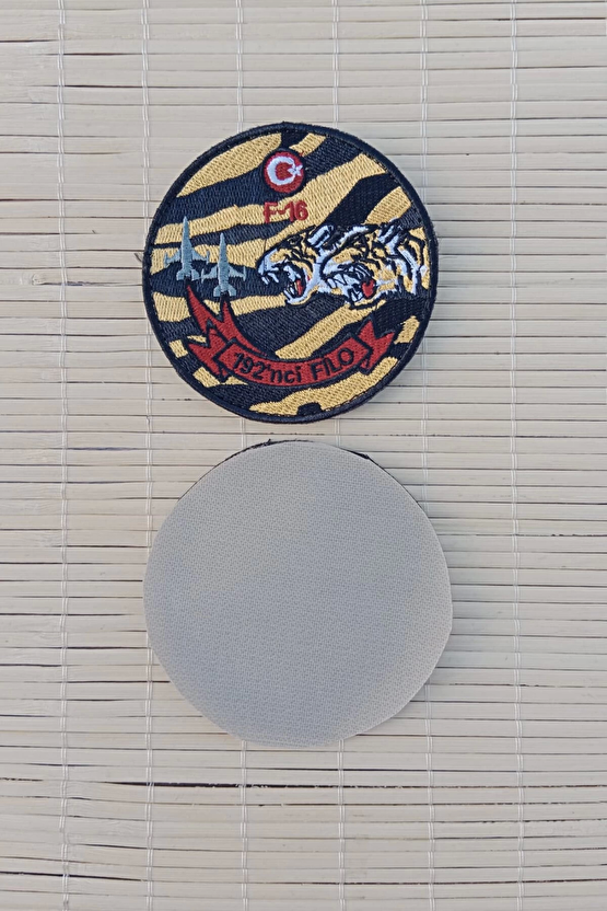 Sari Zemin Siyah Nakis İslemeli F 16 192. Filo Arma Patch Pec