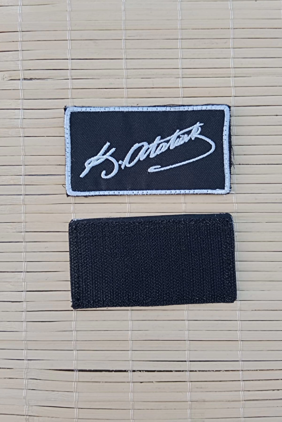 Mustafa Kemal Ataturk İmzali Siyah Zemin Nakis İslemeli Arma Patch Pec