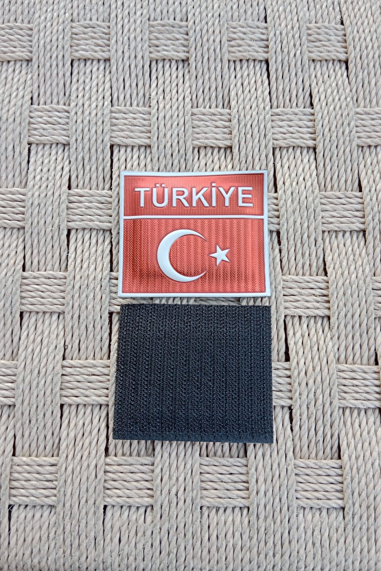 Kirmizi Zemin Turkiye Yazili Ayyildiz 3d Plastik Arma Patch Pec