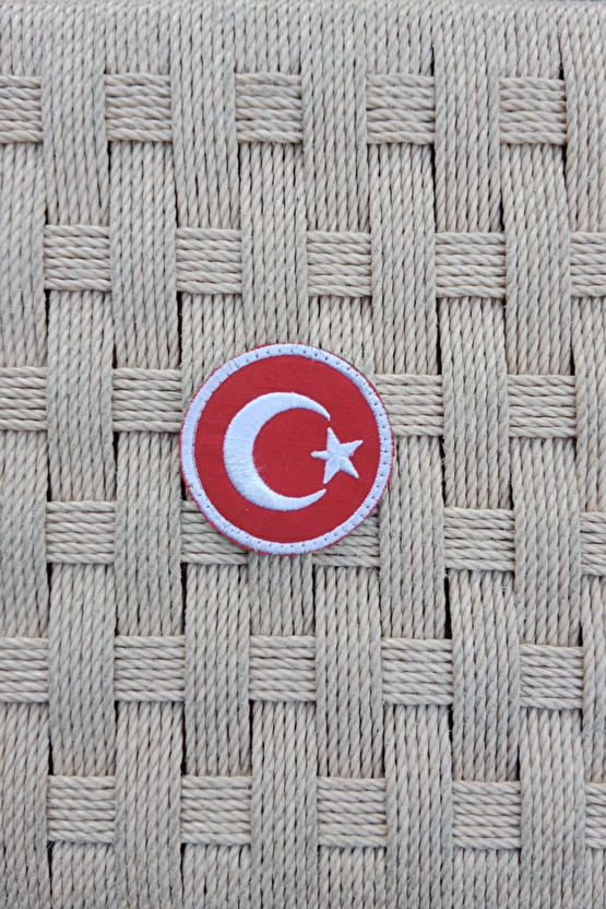 Yuvarlak Zemin Ayyildiz Nakis İslemeli Arma Patch Pec