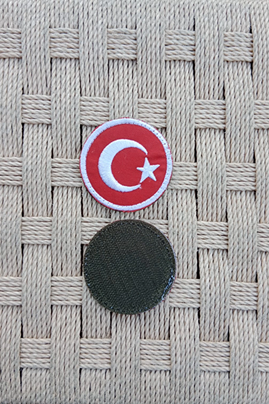 Yuvarlak Zemin Ayyildiz Nakis İslemeli Arma Patch Pec