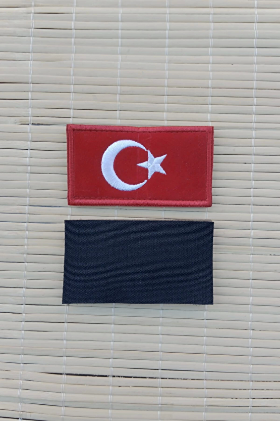 Kirmizi Kadife Zemin Ayyildiz Nakis İslemeli Arma Patch Pec