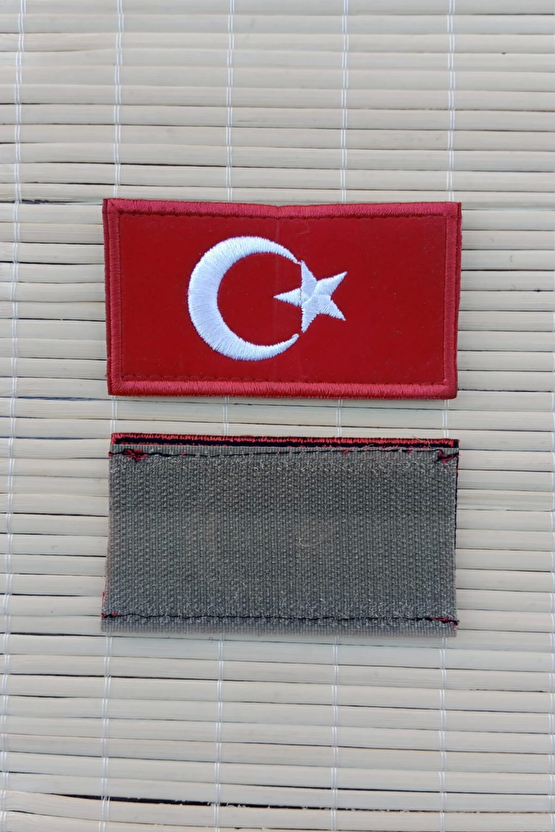 Kirmizi Kadife Zemin Ayyildiz Nakis İslemeli Arma Patch Pec