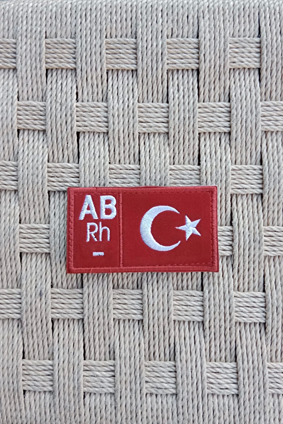 Kirmizi Kadife Zemin Beyaz Nakis İslemeli Ab Rh - Kan Gruplu Arma Patch Pec