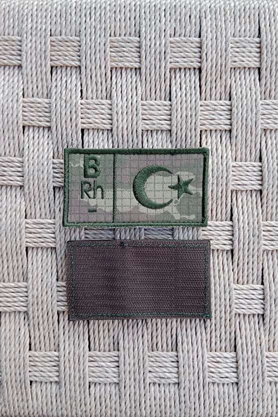 Kara Kuvvetleri Kamuflaj Renkli Nakis İslemeli B Rh - Kan Gruplu Arma Patch Pec